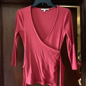 Muted red v-neck top